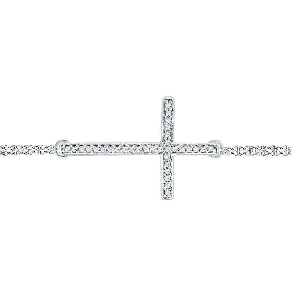 White gold clearance sideways cross bracelet