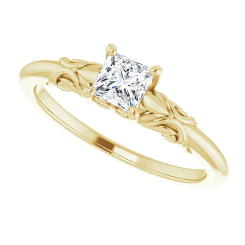 Certified 14K Yellow Gold LG 1.5 Ct E Color VS1 Quality Square Engagement Ring