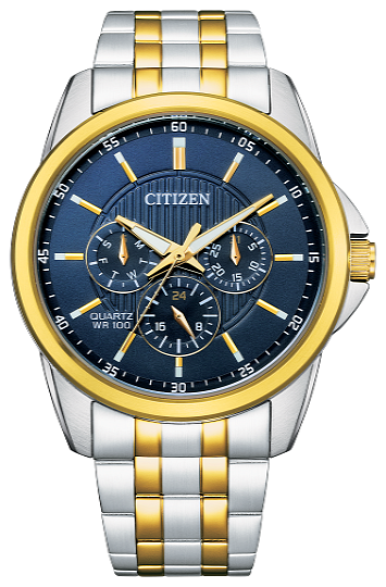 Quartz-MEN QUARTZ WR100 SST BRAC BLUE