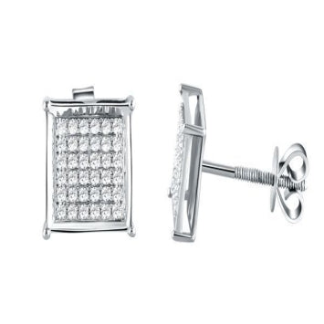 10KT White Gold 0.25 Carat Square Earrings-0124104-WG