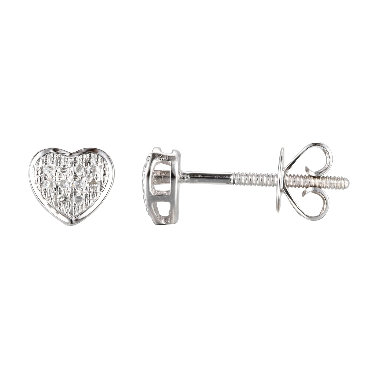 10KT White Gold 0.05 Carat Heart Earrings-0124301-WG