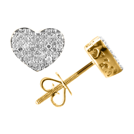 10KT Yellow Gold 0.25 Carat Heart Stud Earrings-0125367-YG