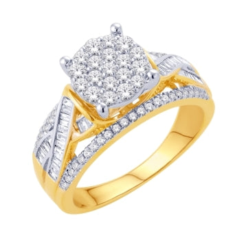 10KT Yellow Gold 0.80 Carat Round Ladies Ring-0226187-YG