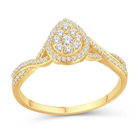 10KT Yellow Gold 0.25 Carat Pear Ladies Ring-0226282-YG