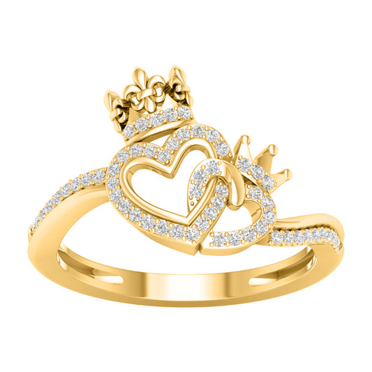 10KT Yellow Gold 0.15 Carat Heart Ladies Ring-0227957-YG