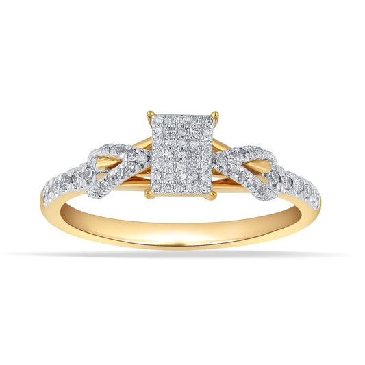 10KT Yellow Gold 0.26 Carat Square Ladies Ring-0250004-YG