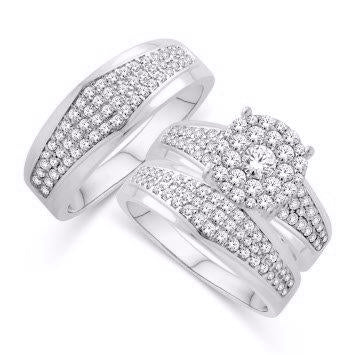 14K White Gold 1.50 Carat Round Trio Set-0425222-WG