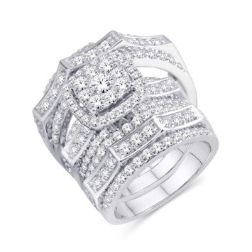 14K White Gold 3.00 Carat Square Trio Set-0425226-WG