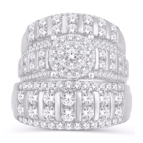 14K White Gold 3.33 Carat Round Trio Set-0425931-WG