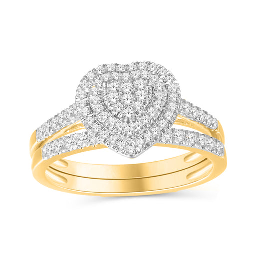 10KT Yellow Gold 0.45 Carat Heart Bridal Ring-0525549-YG