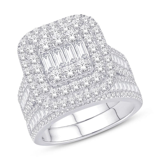 14K White Gold 3.50 Carat Cushion Bridal Ring-0525617-WG