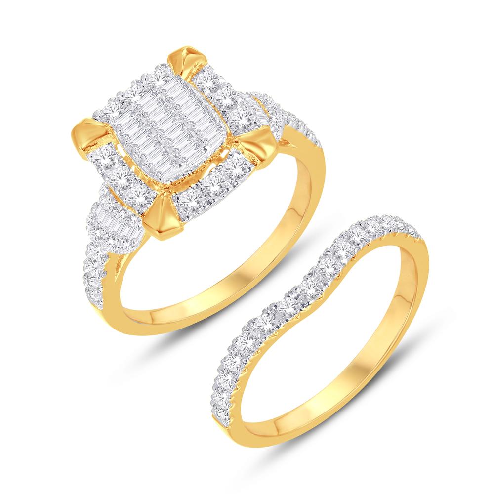 10KT Yellow Gold 0.98 Carat Square Bridal Ring-0525620-YG