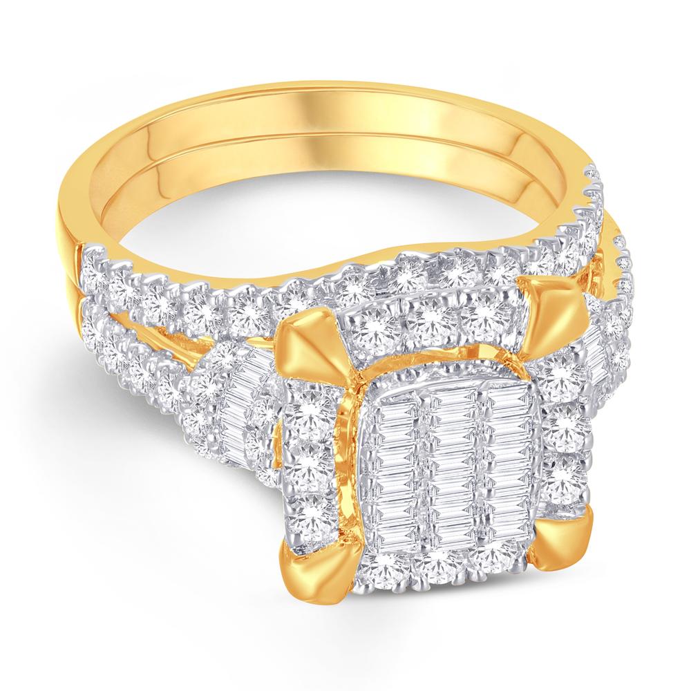 10KT Yellow Gold 0.98 Carat Square Bridal Ring-0525620-YG