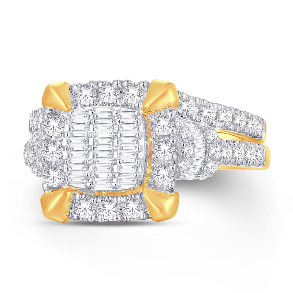 10KT Yellow Gold 0.98 Carat Square Bridal Ring-0525620-YG