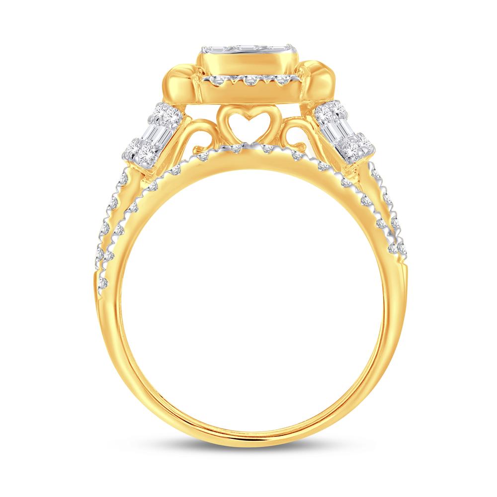 10KT Yellow Gold 0.98 Carat Square Bridal Ring-0525620-YG