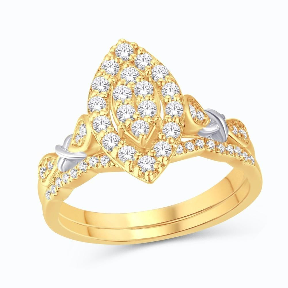 10KT Two-tone (Yellow and White) Gold 0.50 Carat Marquise Bridal Ring-0525871-YW