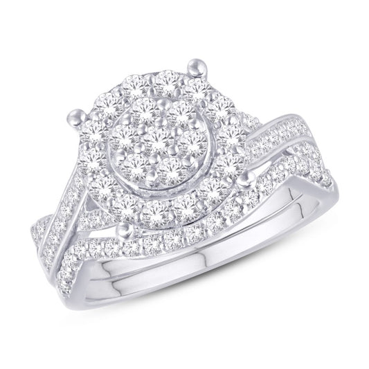 14K White Gold 0.95 Carat Round Bridal Ring-0526162-WG