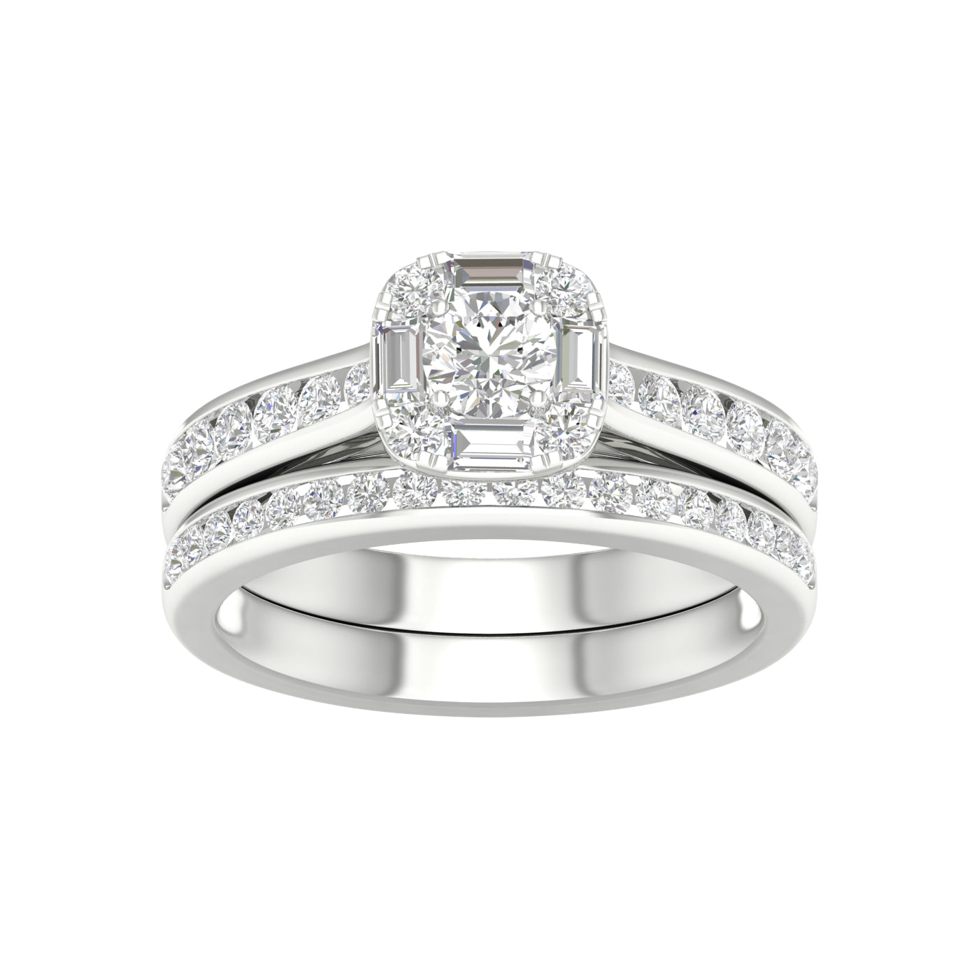 14K White Gold 1.00 Carat (0.25 CTR) Cushion Bridal Ring-0527919-WG