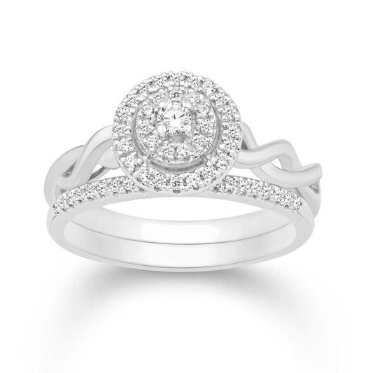 14K White Gold 0.31 Carat (0.16 CTR) Round Bridal Ring-0532618-WG