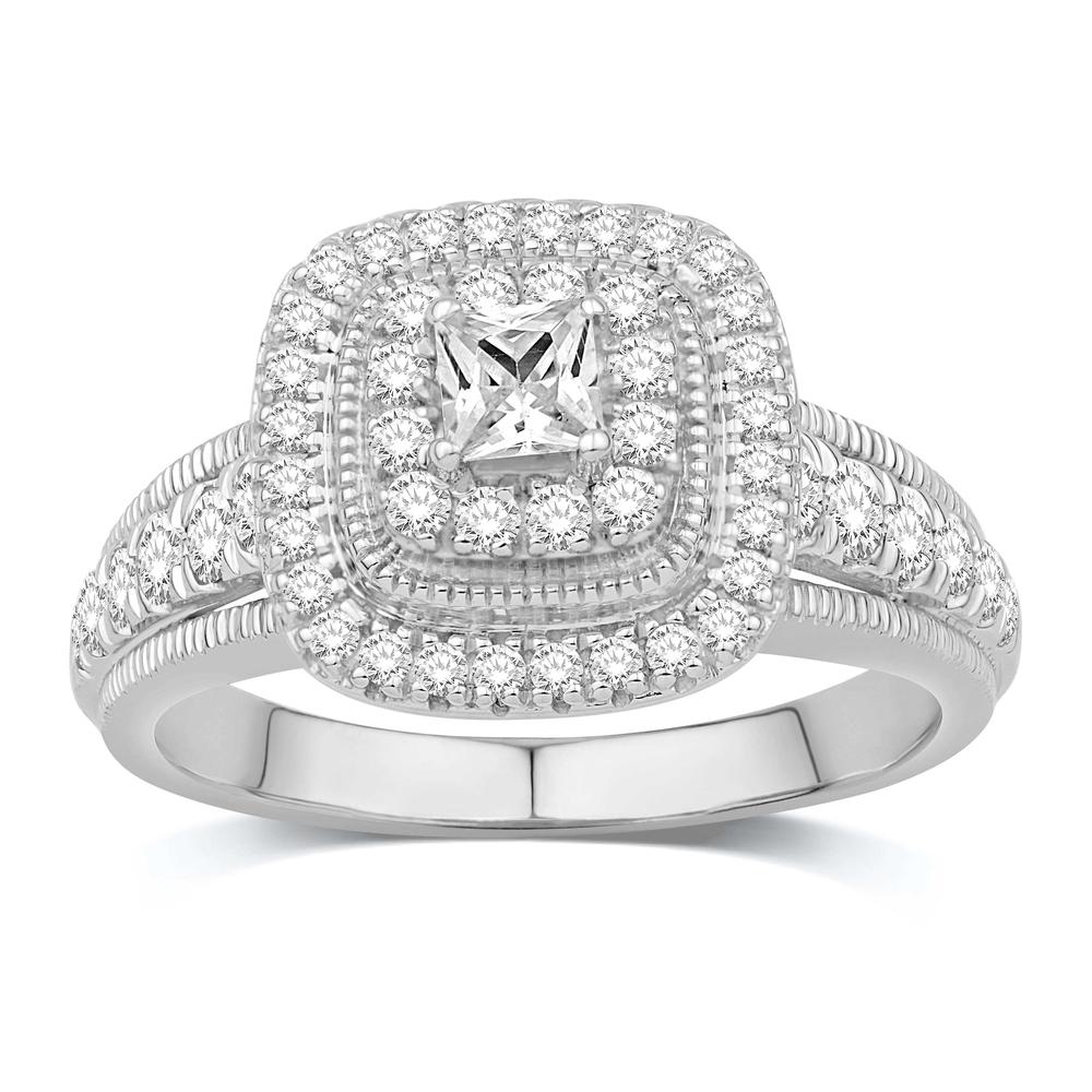 14K White Gold 0.98 Carat Uno Bridal Ring-0532645-WG