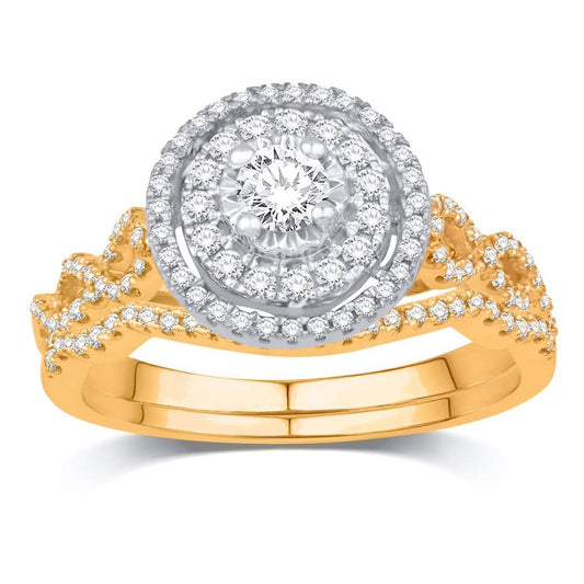 14K Yellow Gold 0.50 Carat Round Bridal Ring-0532794-YG