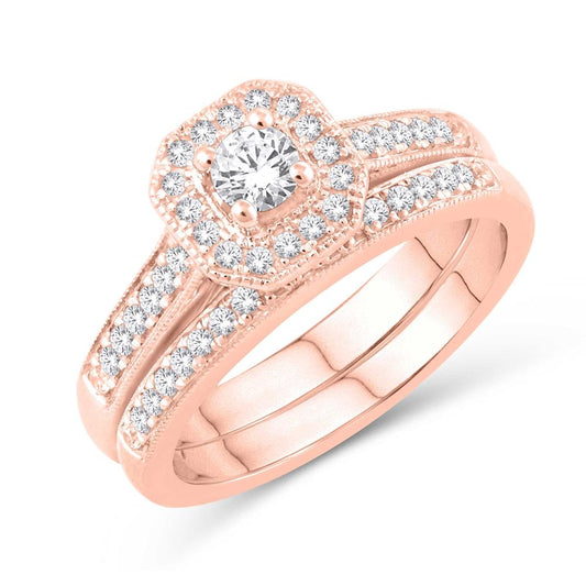 14K All Rose Gold 0.53 Carat Uno-Bridal Ring-0532873-ALR