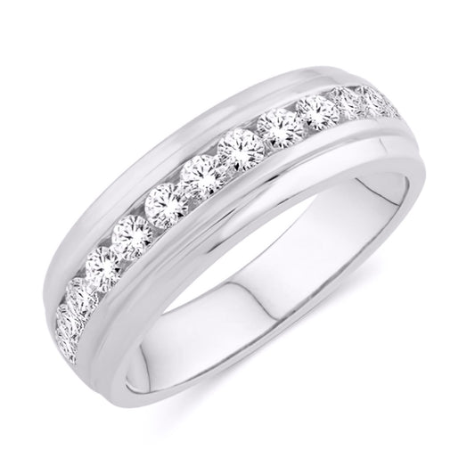 14K White Gold 0.50 Carat Classic Mens Band-0625065-WG