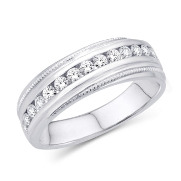 10KT White Gold 0.75 Carat Mens Band-0625080-WG