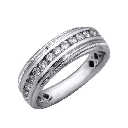 14K White Gold 0.75 Carat Classic Mens Band-0625087-WG