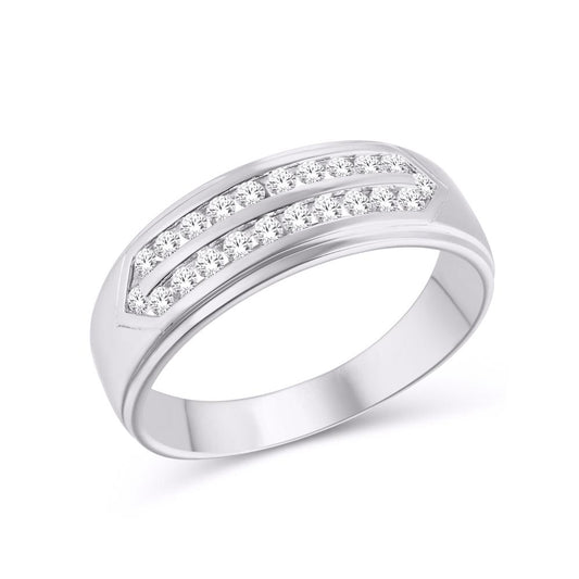 10KT White Gold 0.44 Carat Classic Mens Band-0625095-WG