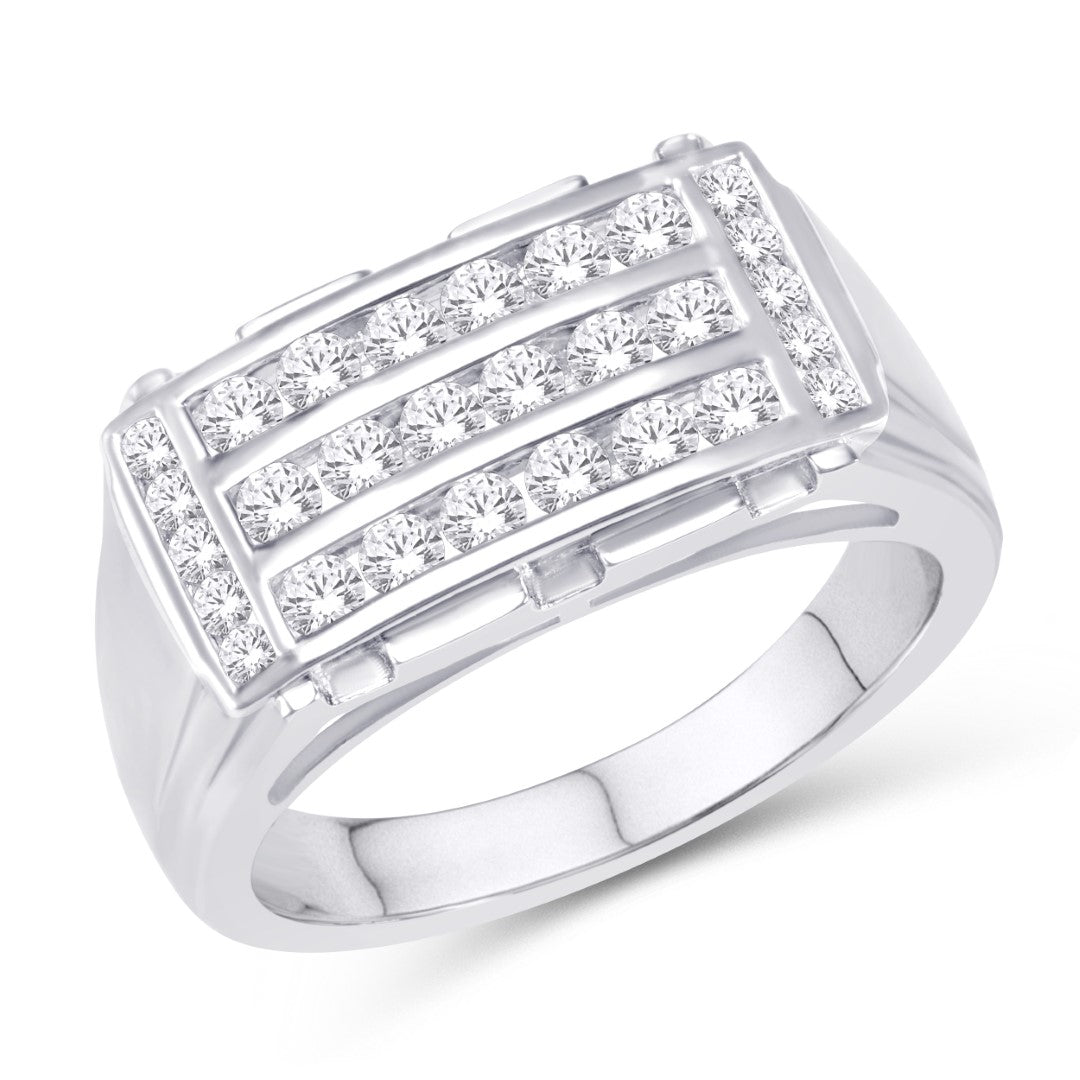 10KT White Gold 1.00 Carat Classic Mens Band-0625100-WG