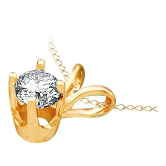 14KT YELLOW GOLD WOMENS ROUND DIAMOND SOLITAIRE PENDANT 1/4 CTTW