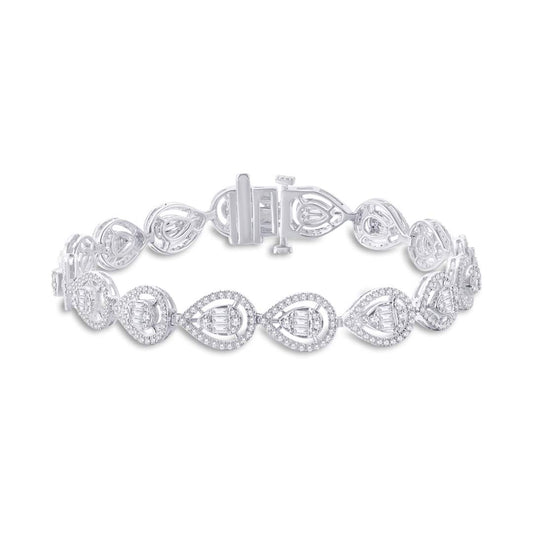 10KT White Gold 2.46 Carat Pear Statement Link Ladies Bracelet-1225077-WG