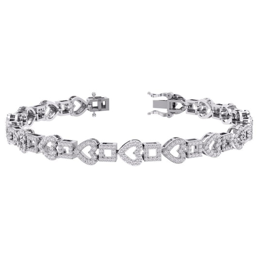 10KT White Gold 1.99 Carat Heart Bracelet (7 INCH)-1230018-WG