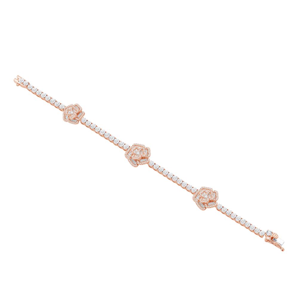 10KT Two-Tone (White and Rose) Gold 2.10 Carat Flower Ladies Bracelet-1232057-WR