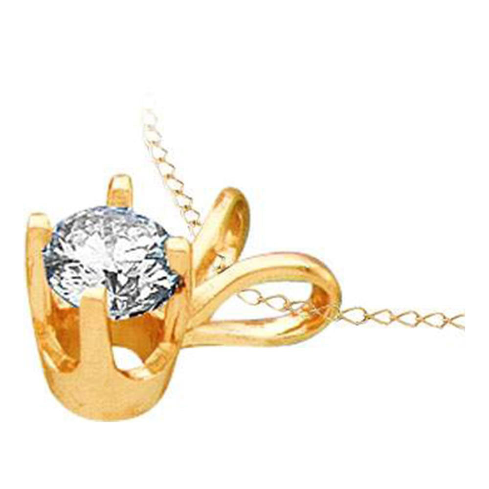 14KT YELLOW GOLD WOMENS ROUND DIAMOND SOLITAIRE PENDANT 1/2 CTTW