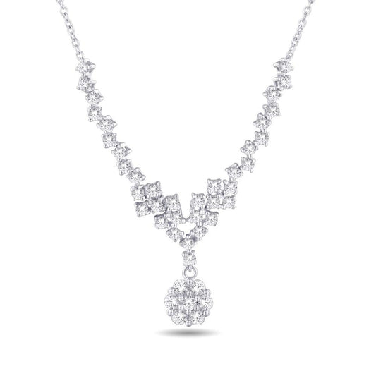 10KT White Gold 1.00 Carat Flower Endless Necklace-1425085-WG-D