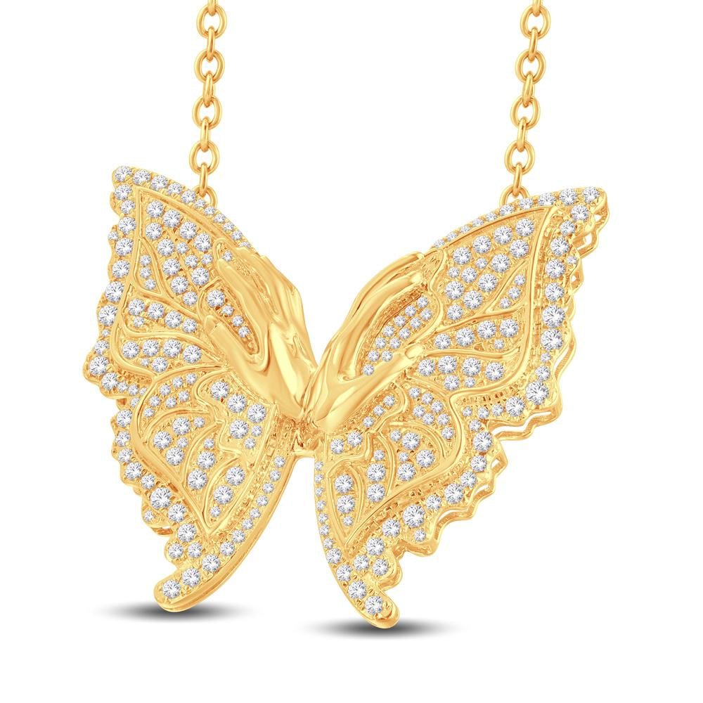 10KT All Yellow Gold 1.87 Carat Butterfly Necklace (18 INCH)-1425233-ALY