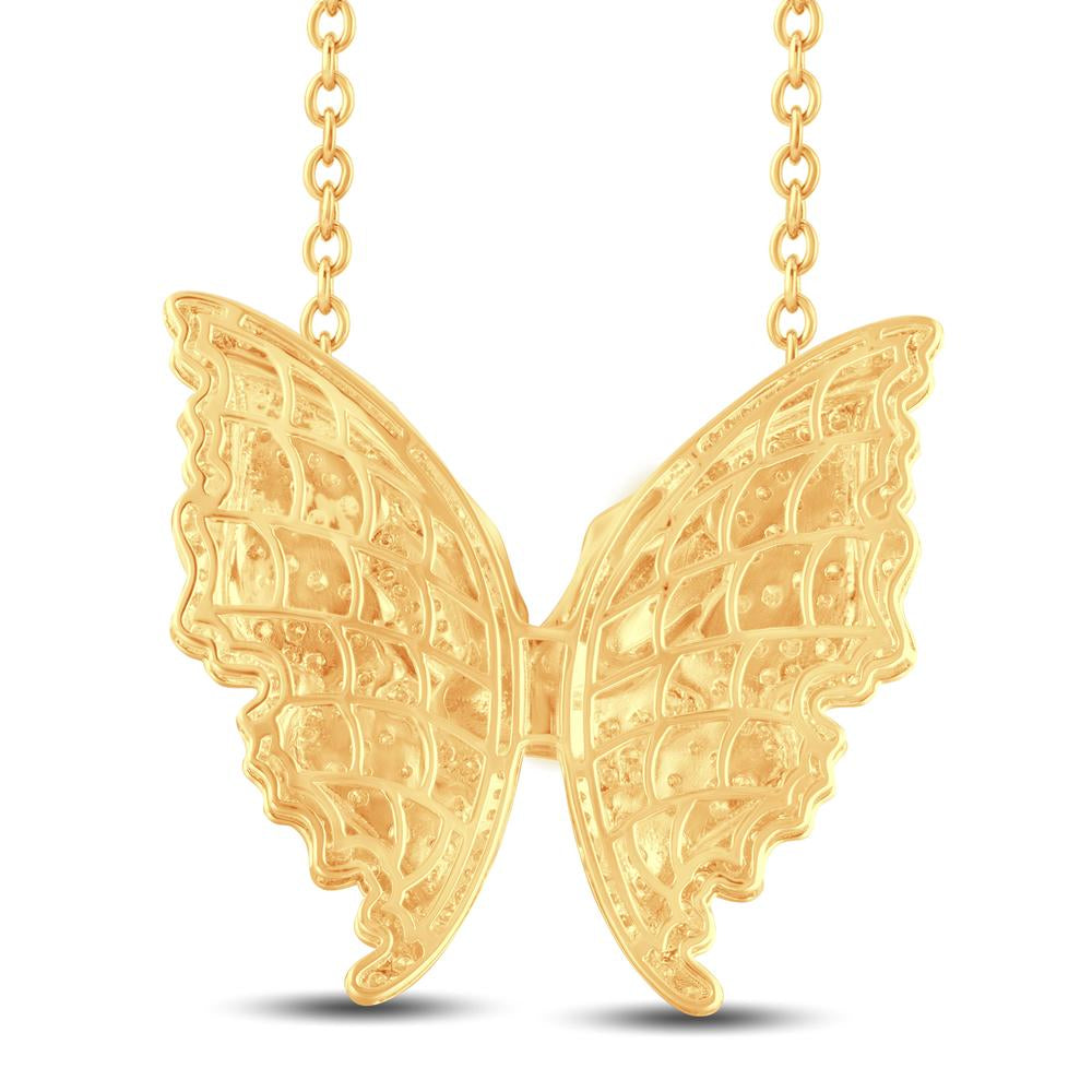 10KT All Yellow Gold 1.87 Carat Butterfly Necklace (18 INCH)-1425233-ALY