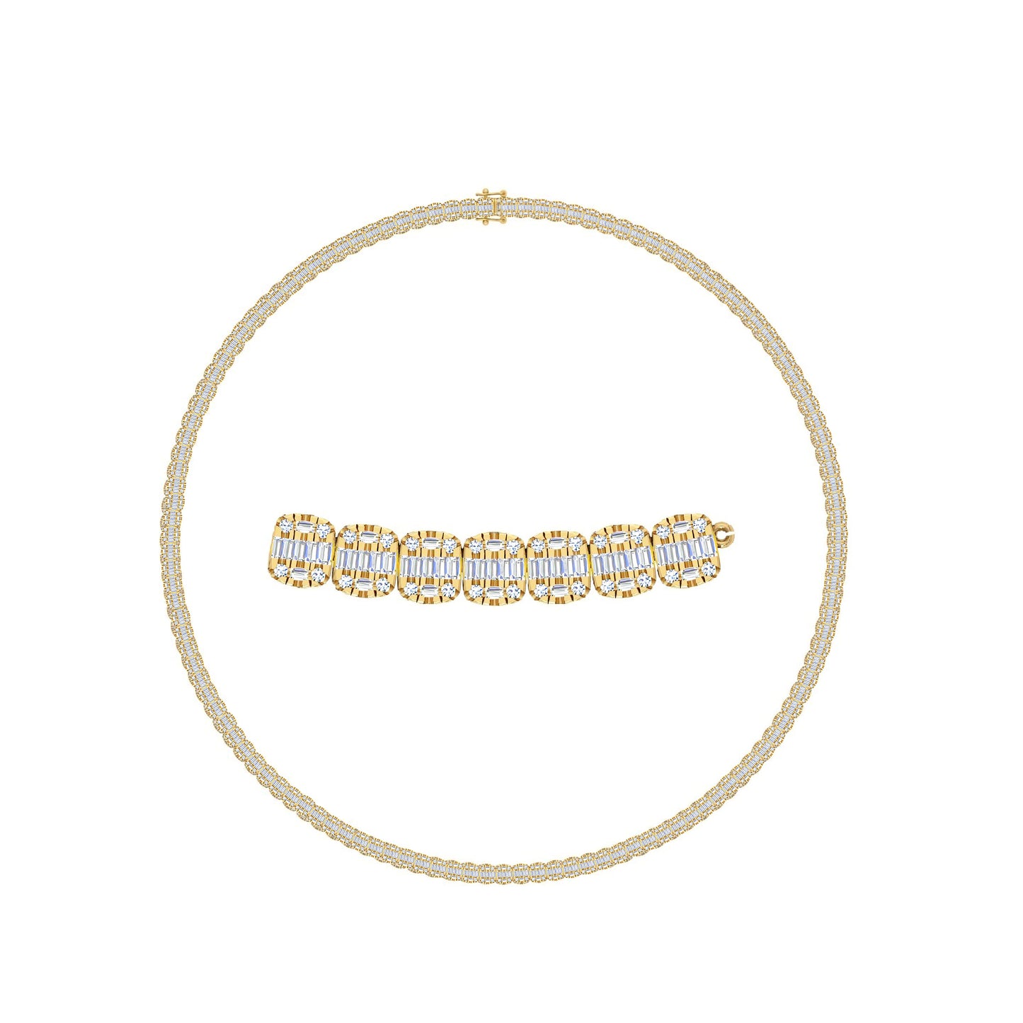 10KT Yellow Gold 8.50 Carat Baguette Chain-1430003-YG