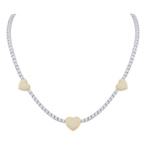 10KT Two-Tone (White and Yellow) Gold 3.02 Carat Heart Necklace-1432081-WY