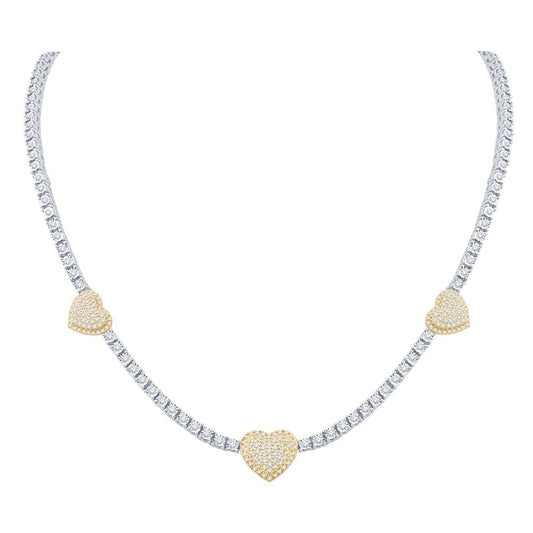 10KT Two-Tone (White and Yellow) Gold 3.65 Carat Heart Necklace-1432094-WY