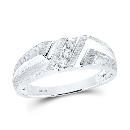 10KT WHITE GOLD MENS ROUND DIAMOND WEDDING BAND RING 1/10 CTTW