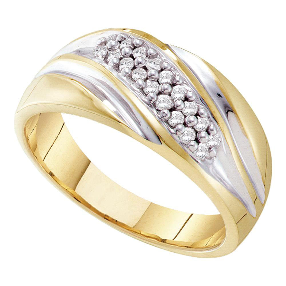 10KT YELLOW GOLD MENS ROUND DIAMOND WEDDING BAND RING 1/4 CTTW