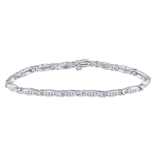 10KT WHITE GOLD WOMENS ROUND DIAMOND X LINK FASHION BRACELET 1/2 CTTW