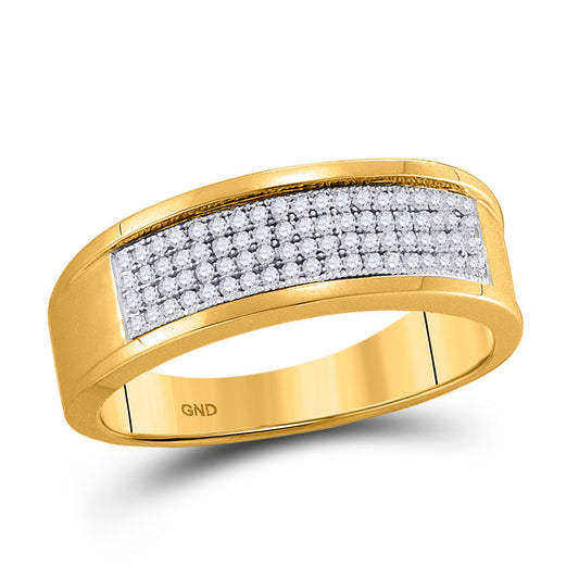 10KT YELLOW GOLD MENS ROUND DIAMOND WEDDING BAND RING 1/4 CTTW