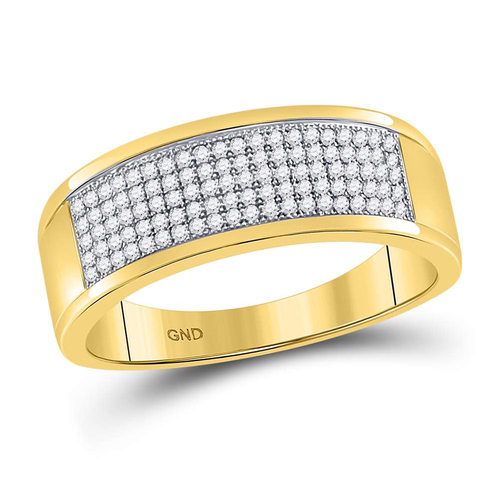 10K YELLOW GOLD MENS ROUND DIAMOND MICROPAVE WEDDING ANNIVERSARY BAND RING 1/3 CTTW