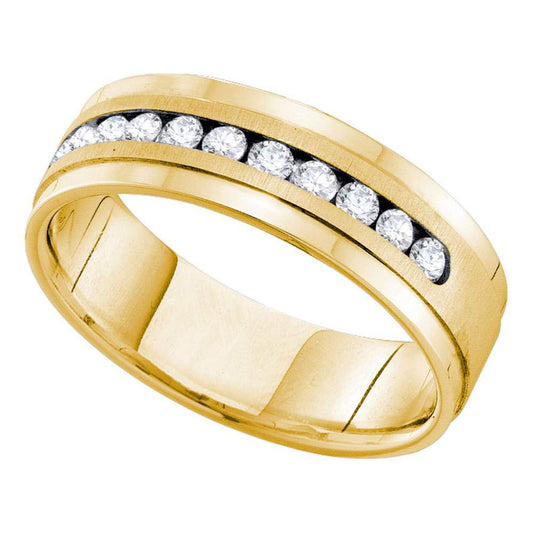 14KT YELLOW GOLD MENS ROUND DIAMOND WEDDING BAND RING 1/4 CTTW