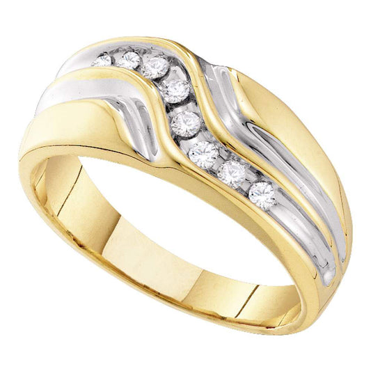 10KT YELLOW GOLD MENS ROUND DIAMOND WEDDING BAND RING 1/4 CTTW