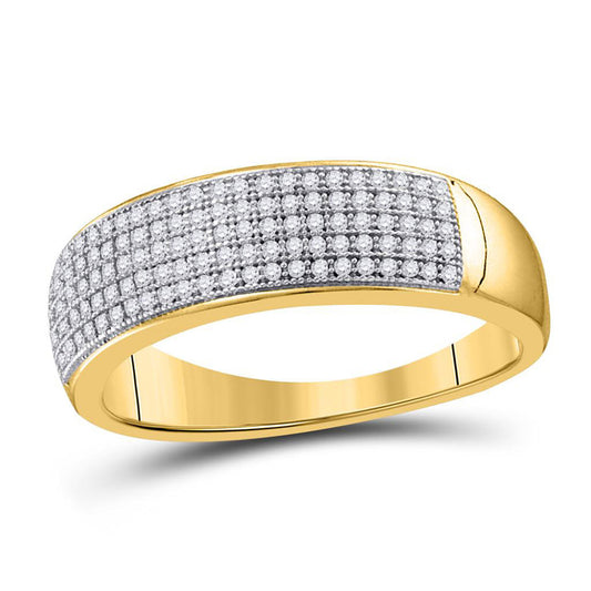 10KT YELLOW GOLD MENS ROUND DIAMOND WEDDING BAND RING 1/3 CTTW